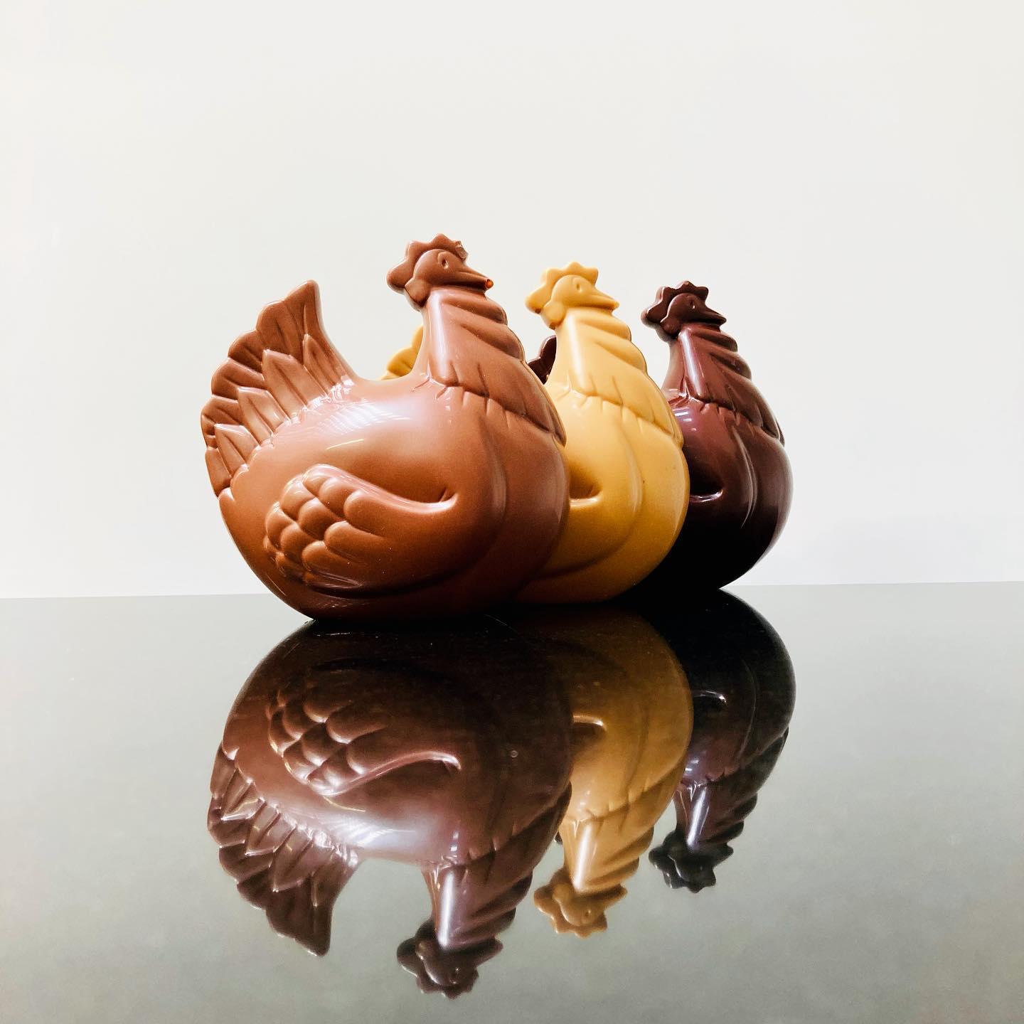 Aline gehant chocolatier photo trio de poules design n l b
